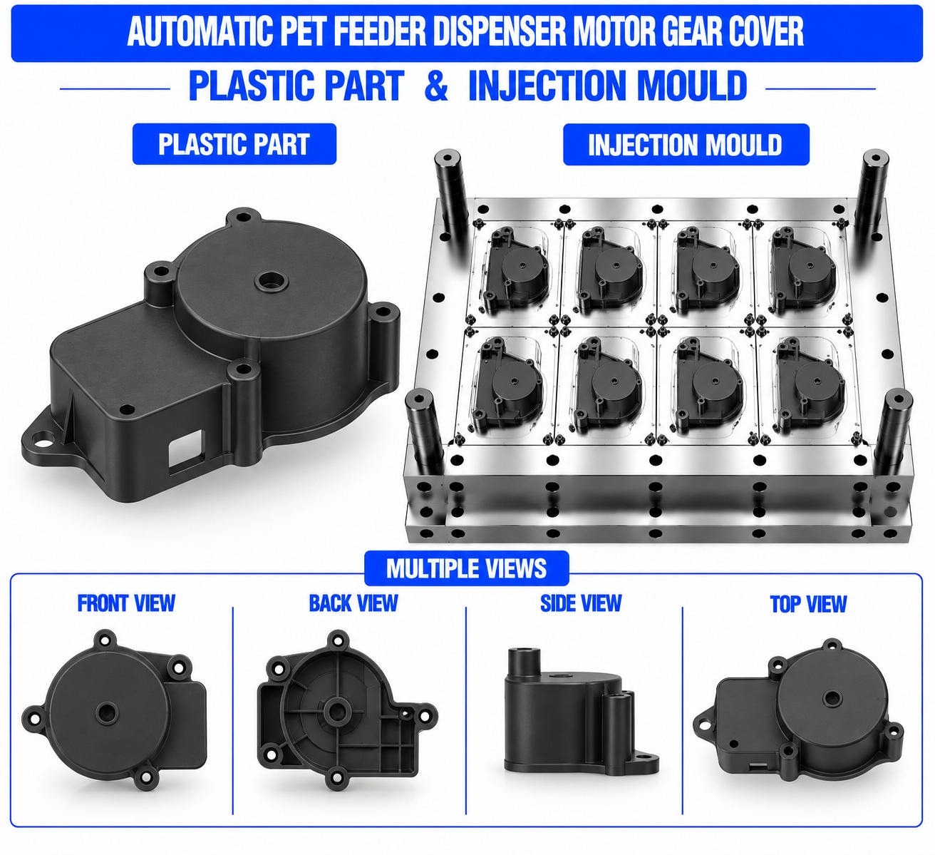 Automatic Pet Feeder Plastic Dispenser Motor Gear Cover Mould and Moulding Service
